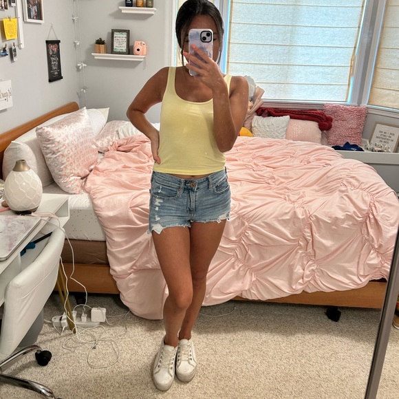 American Eagle Yellow Cropped Tank Top - Picture 4 of 5